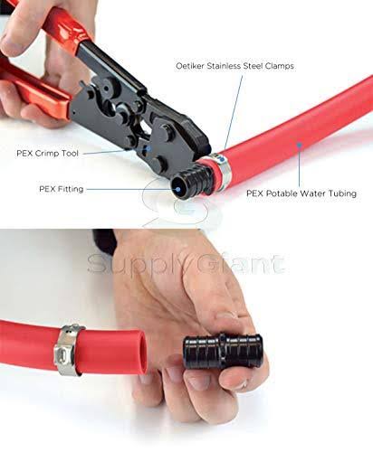 PEX Plumbing Kit with Crimper Tool, Cutter Tool, Carrying Case, Lead Free Brass Barbed 1/2 inch U965