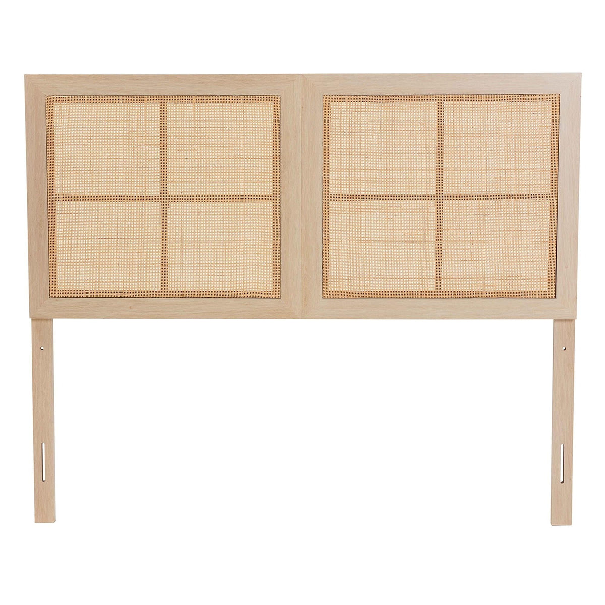 Light Brown Wood and Natural Rattan Queen Size Headboard Z43437