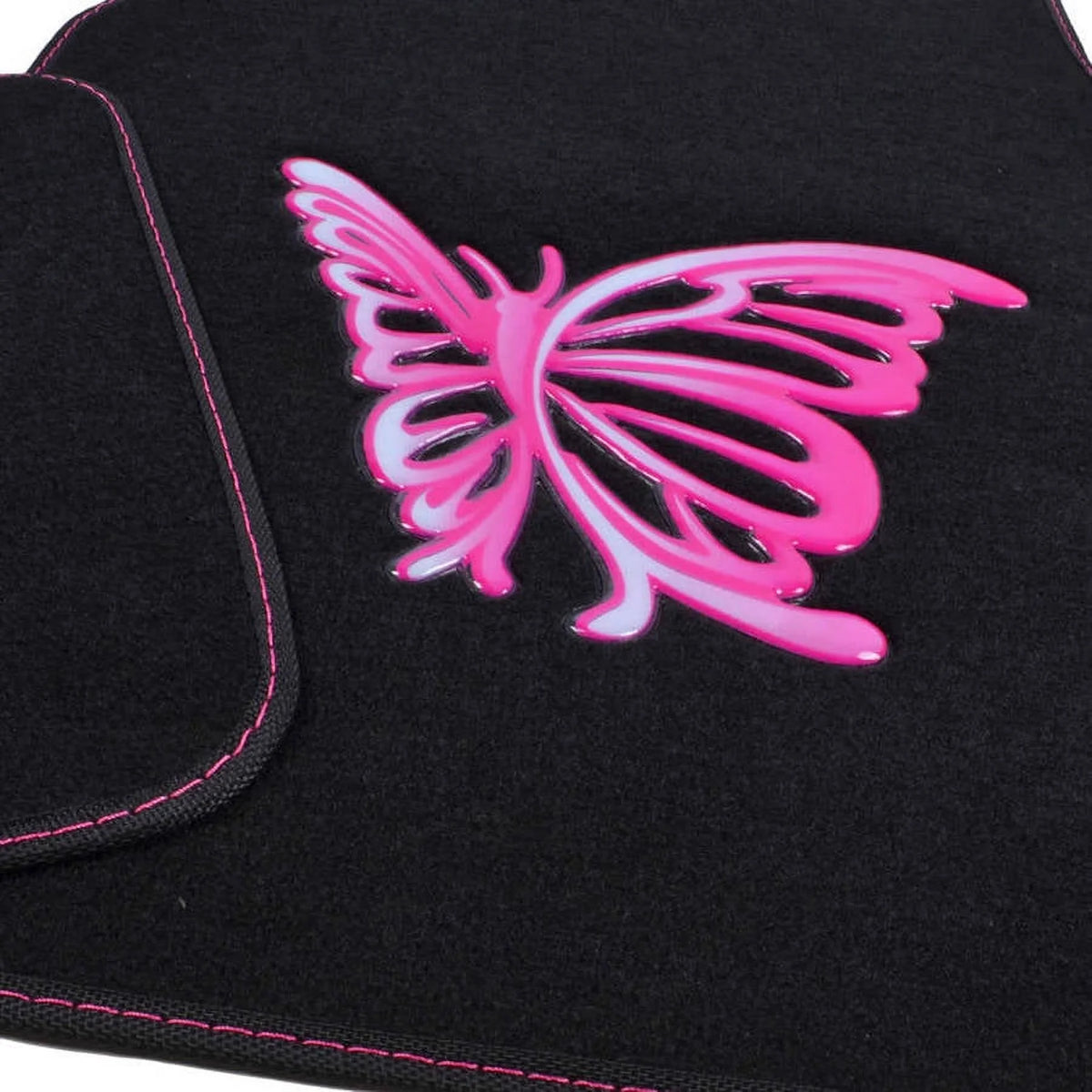 Pink Butterfly Design Carpet Car Floor Mats Full Set with Rubber Backing C1952