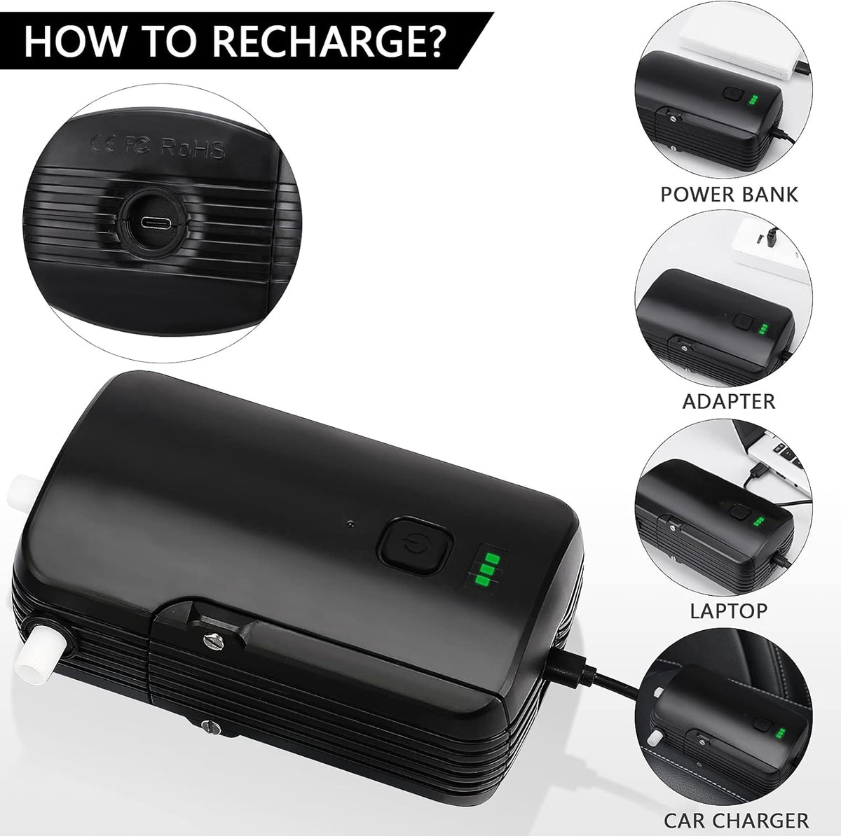 Portable Shower Pump 2 Flow Mode USB Rechargeable D41522