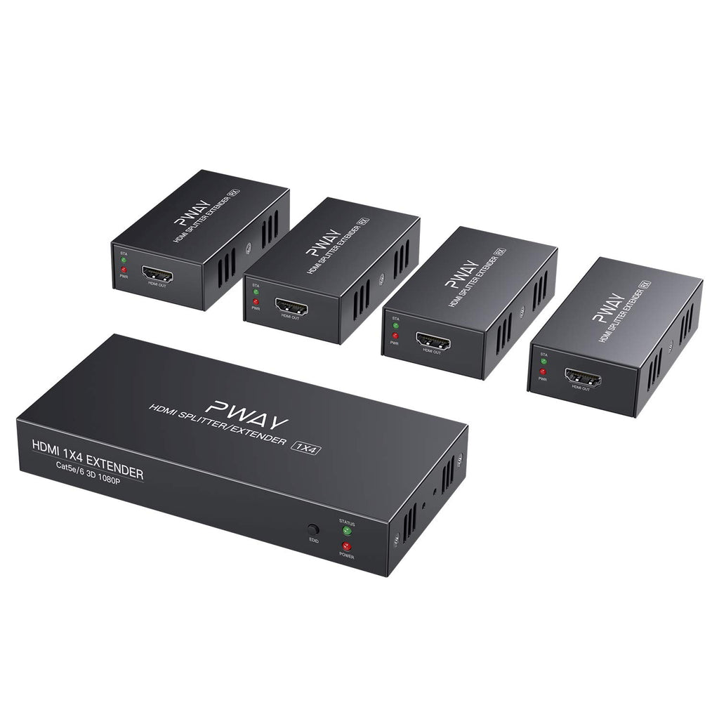 HDMI Extender Splitter 1x4 Port 1080P Over Cat5e/Cat6 Ethernet Cable Up to 50m W76731