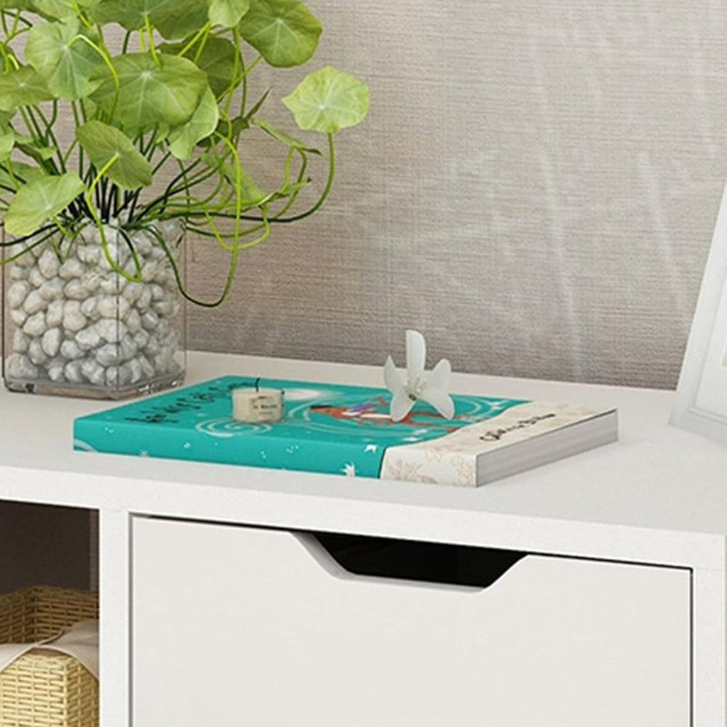 White 3 Drawer Wooden Nightstand W80803