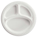 Heavyweight Plastic 3 Compartment Plates, White, 125/Pack I618