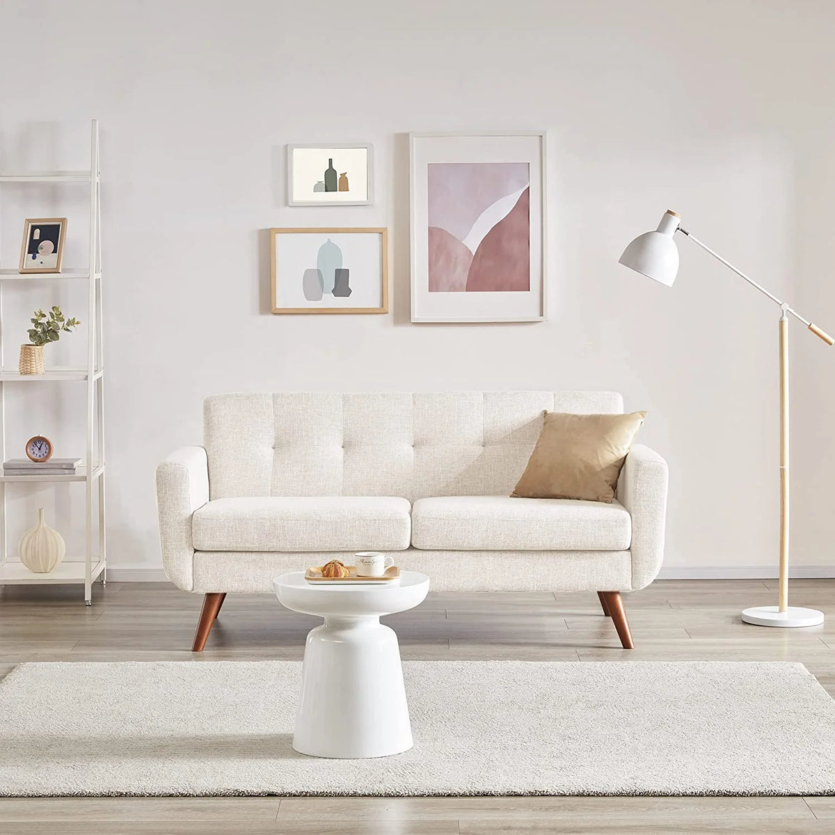Beige Tufted Loveseat Sofa I72946