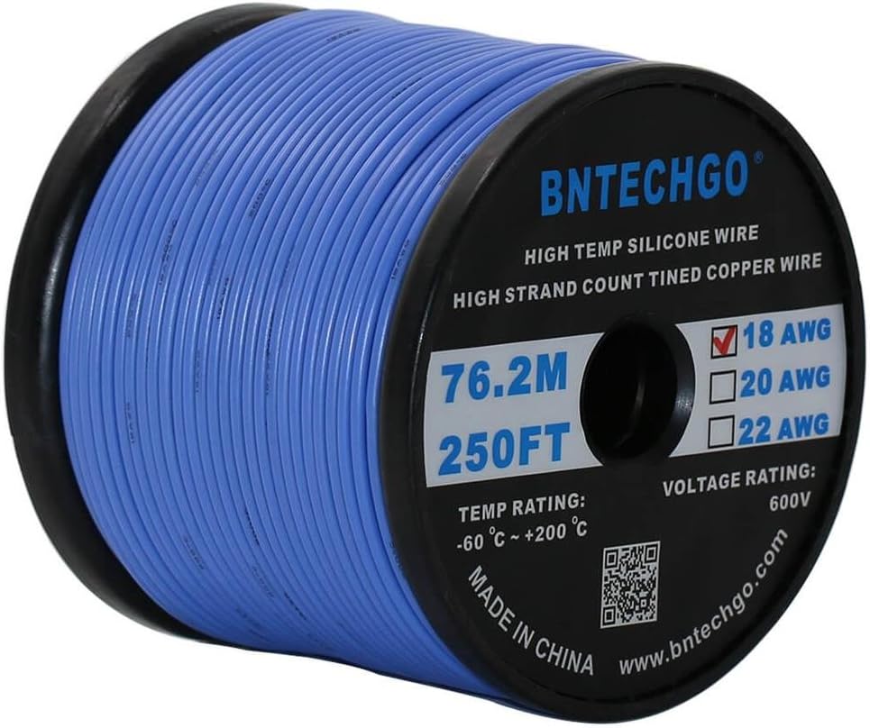 18 Gauge Silicone Wire Spool 500 ft Black Flexible 18 AWG Stranded Tinned Copper Wire Pack of 2 R79742
