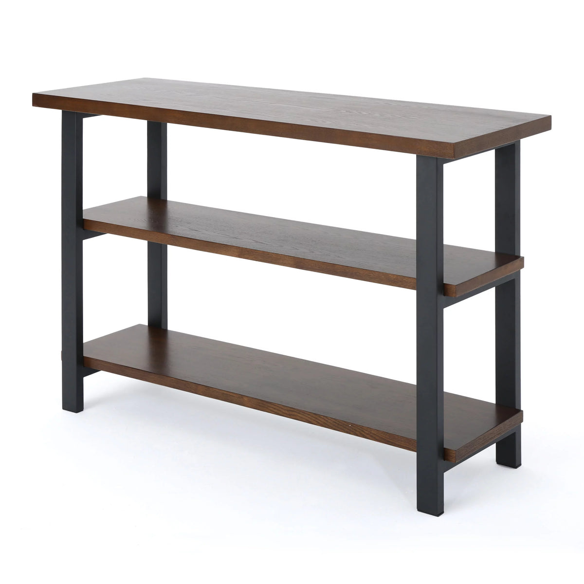 Dark Brown and Gun Metal 2 Shelf Faux Wood Bookcase V75045