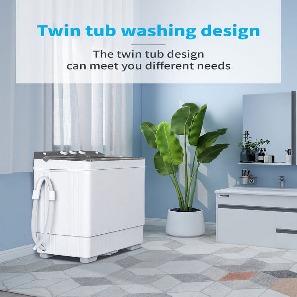 Semi-automatic Twin Tub Washing Machine, 26Lbs, White & Grey U9791