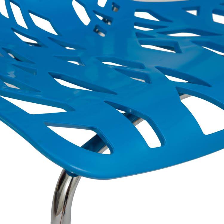 Blue Dining Chair with Chromed Legs Q41476