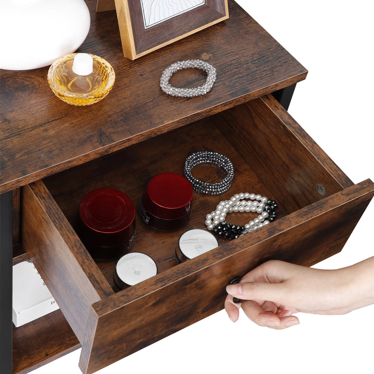 Brown Metal Frame End Table G438353