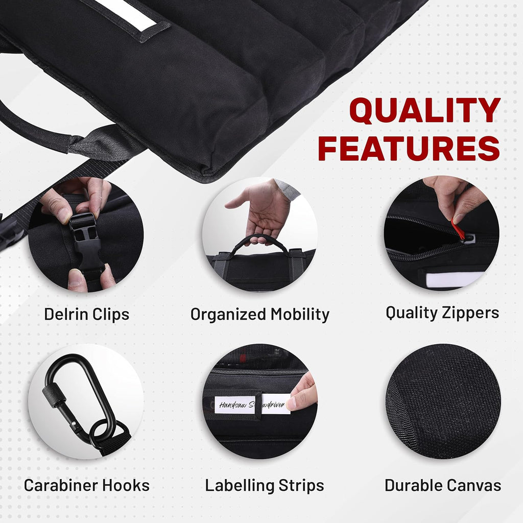 Canvas Tool Roll Bag with 5 Oversized Pouches I2162