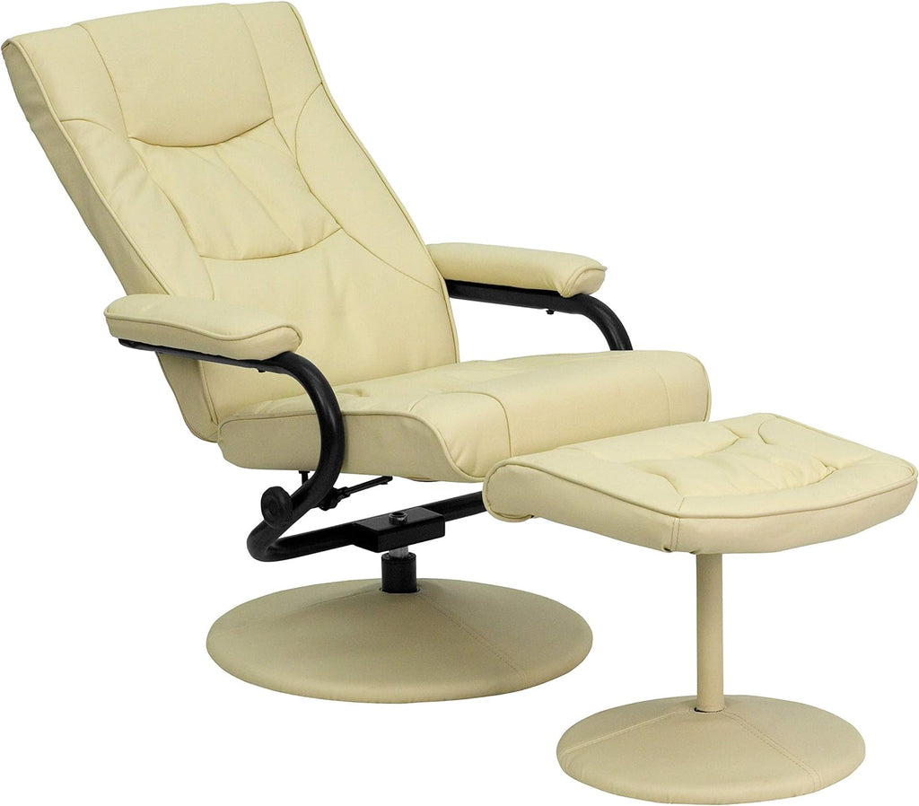 Cream Leathersoft Recliner/Ottoman F898