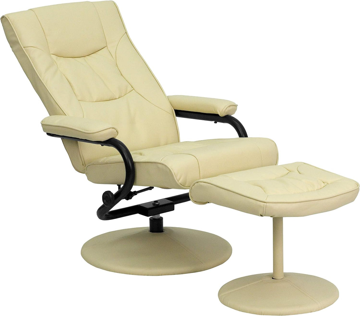 Cream Leathersoft Recliner/Ottoman F898