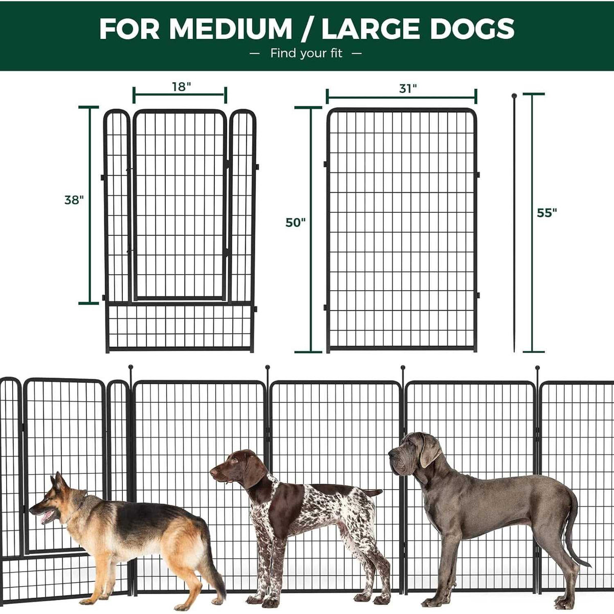 Dog Playpen Outdoor Panels with Doors Z43841