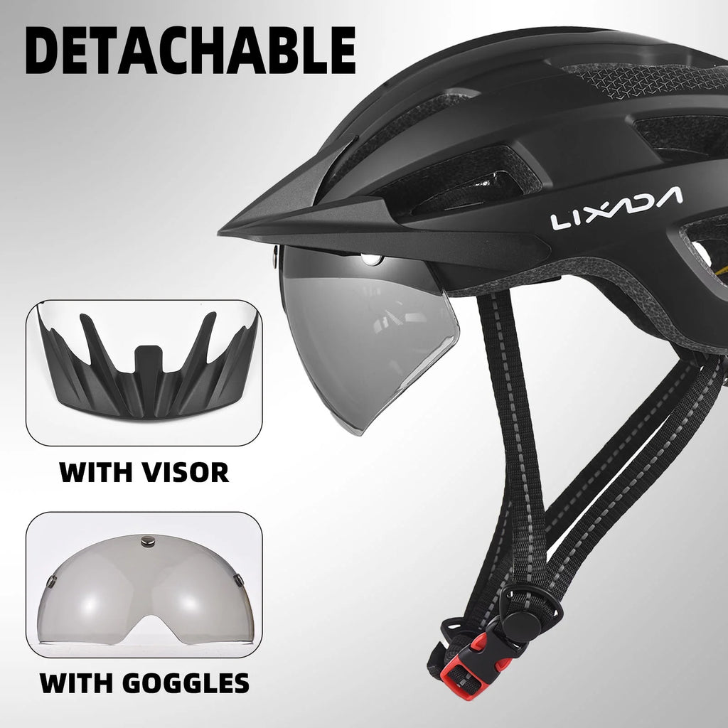 Adjustable Bicycle Helmet with Windshield, Sun Visor, and Tail Light V122825