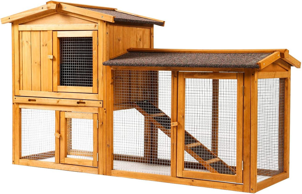 Large Wooden Outdoor Chicken Coop with Removable Tray & Ramp A715332