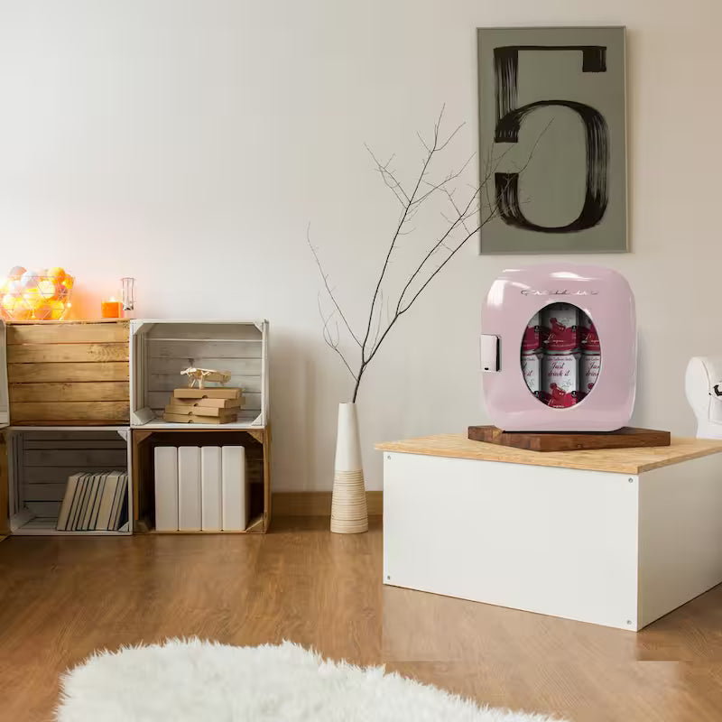 Pink Retro Mini Beverage Fridge O550