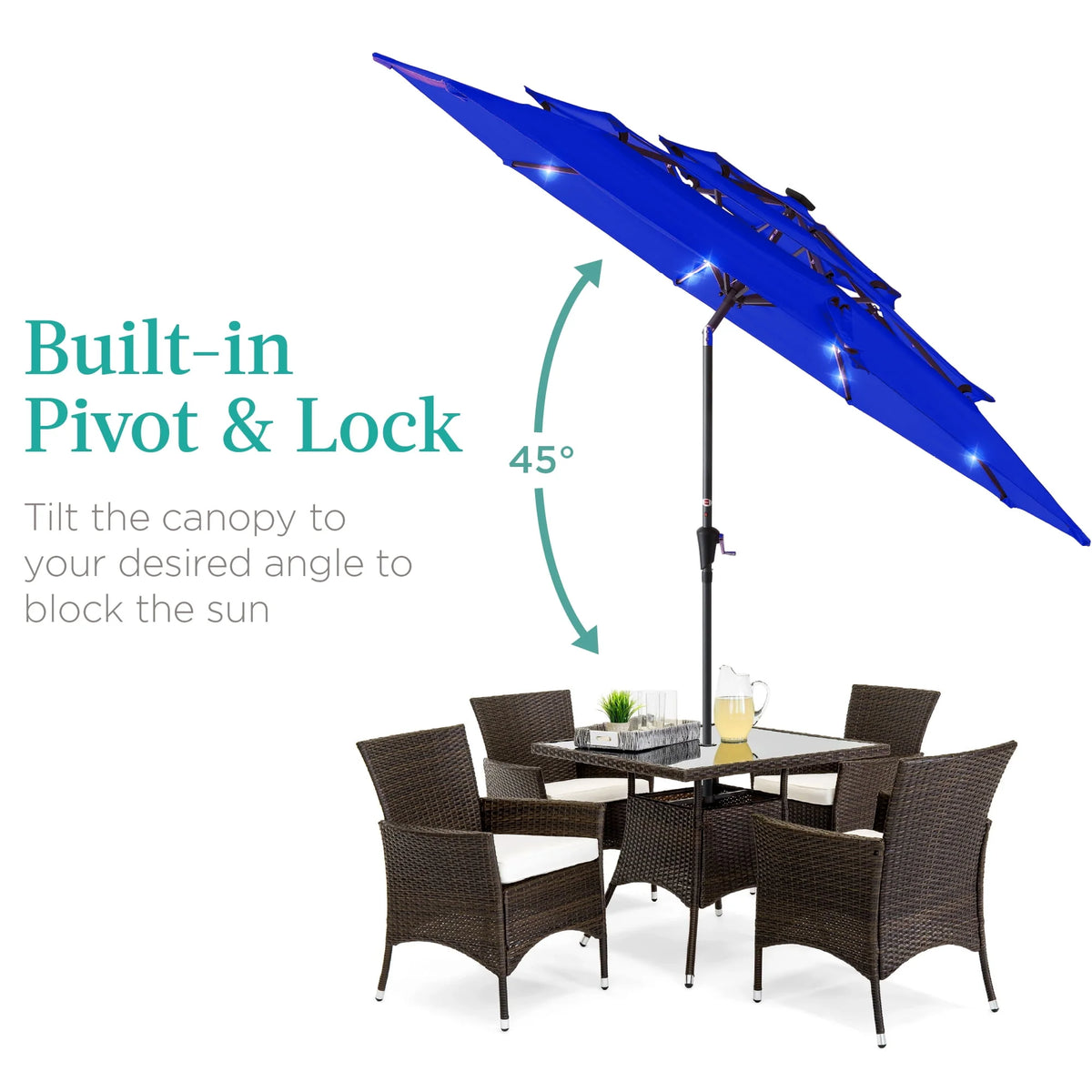 10ft 3-Tier Solar Patio Umbrella with 24 LED Lights X606766