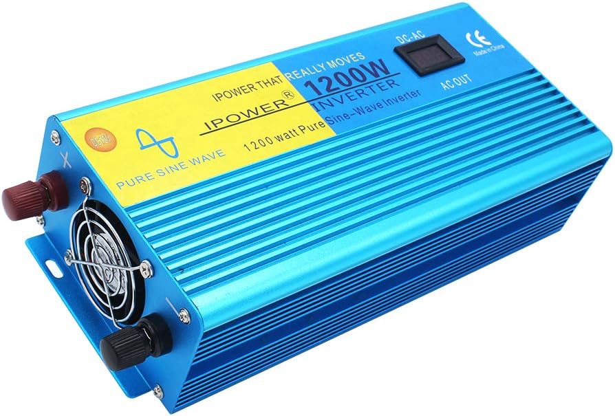 1200W Pure Sine Wave Power Inverter with 2 AC Outlets and LCD Display N787