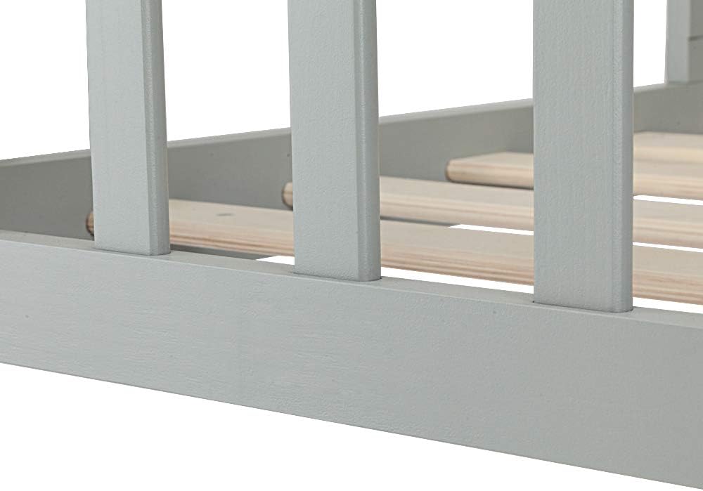 Gray Wooden Toddler Bed with Safety Guardrails B94426