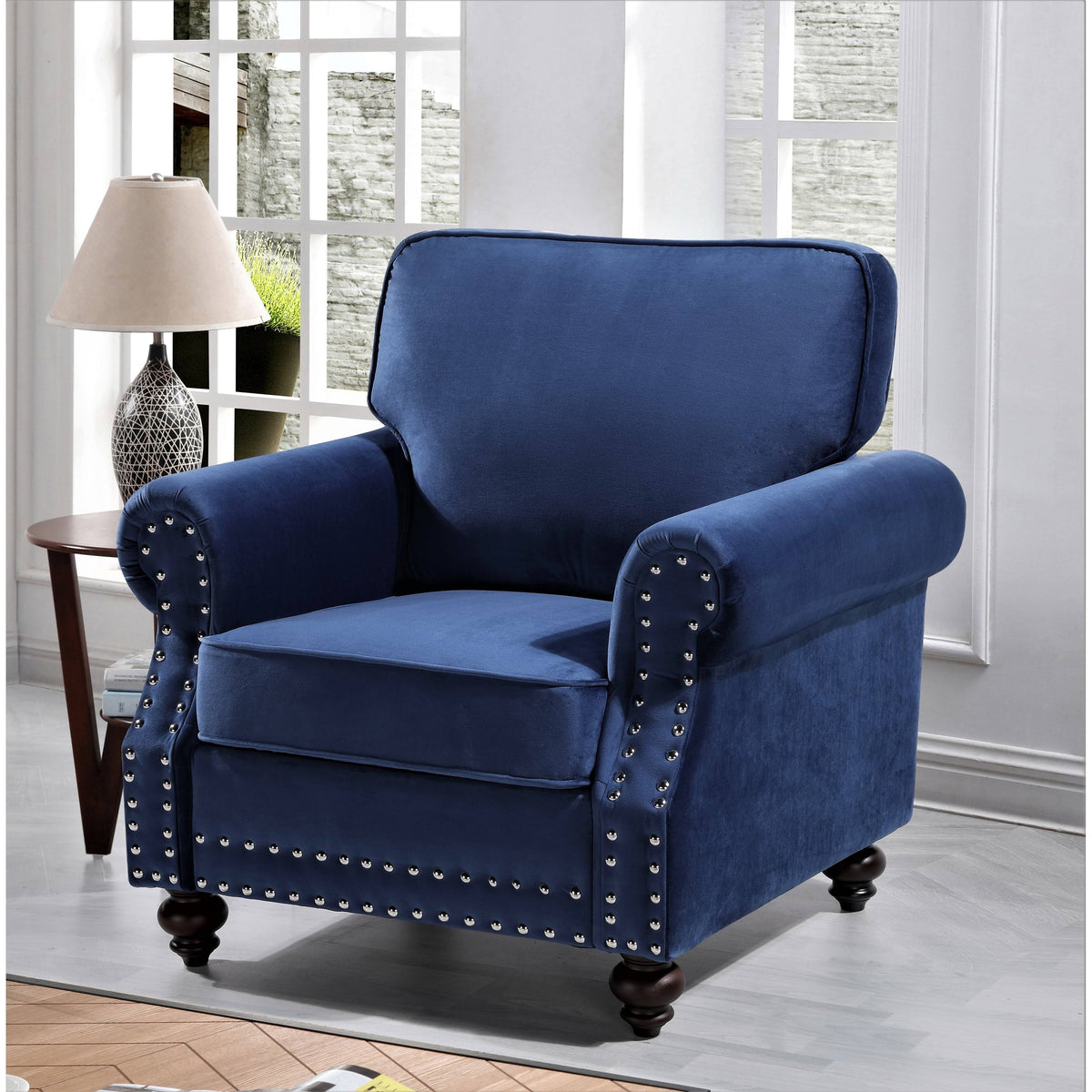 Black Velvet Nailhead Chair I26259