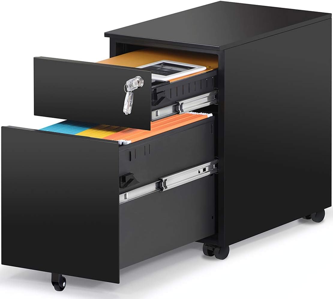 2 Drawer Black Metal File Cabinet with Lock G223566