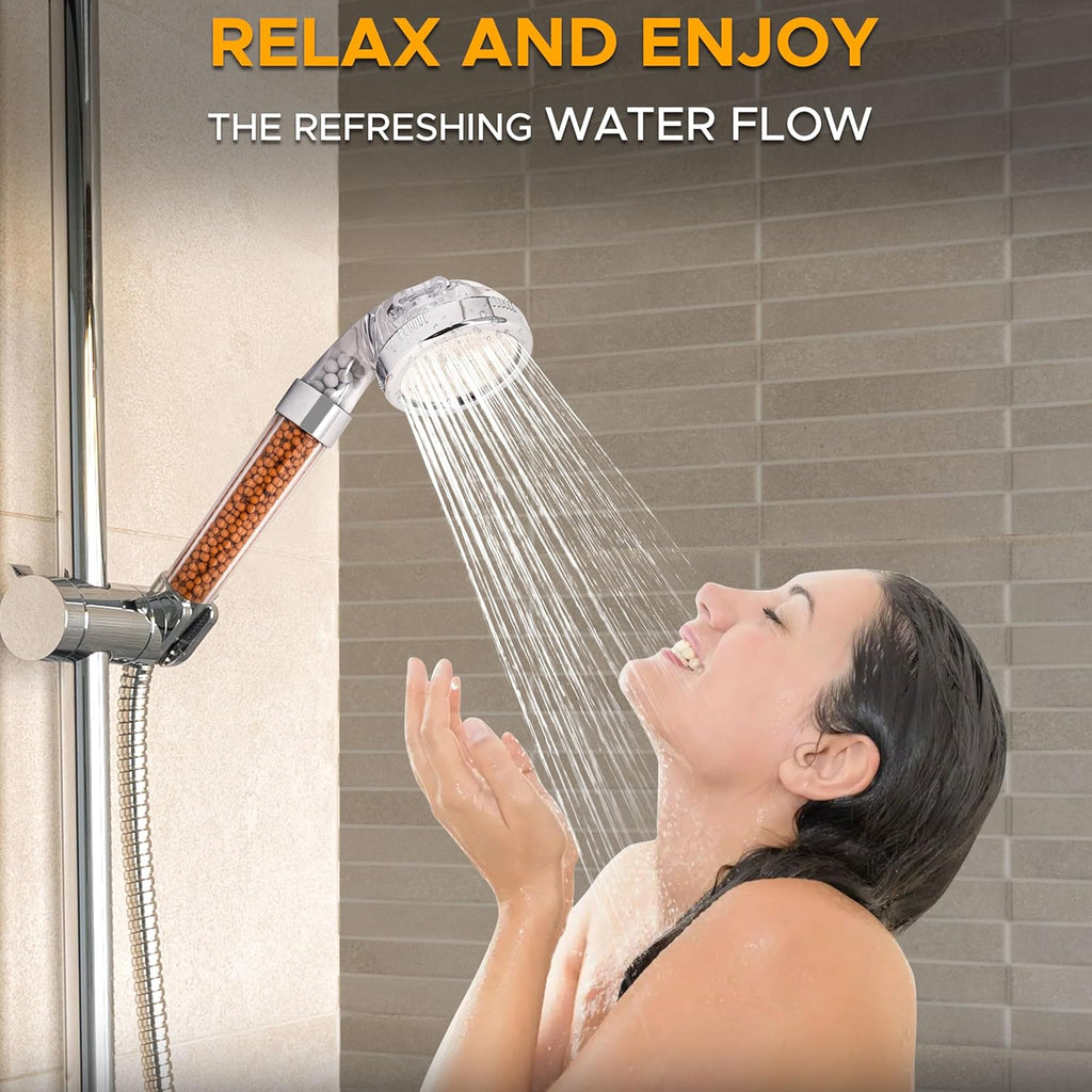 Shower Head with Triple Filtration Handheld Shower Head 3 Modes Adjustable Shower Head with Mineral Stones I4320