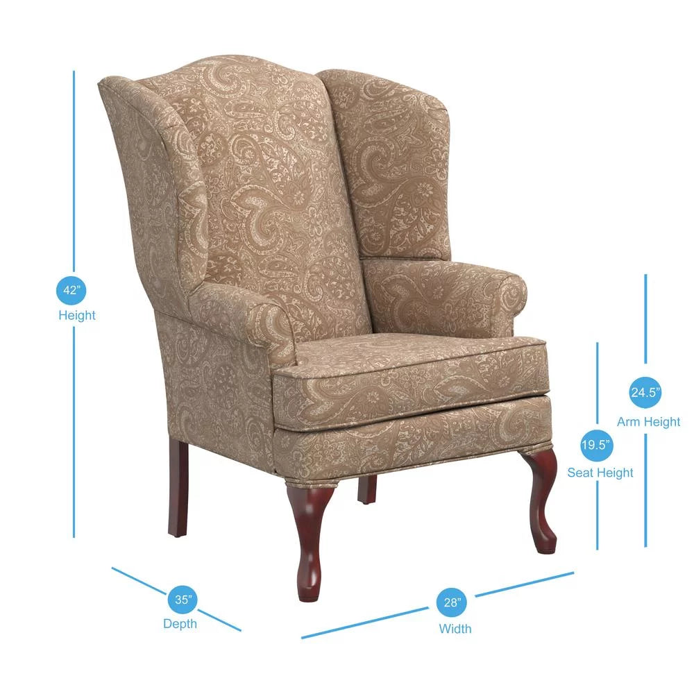 Cream Chenille Wingback Accent Chair H212