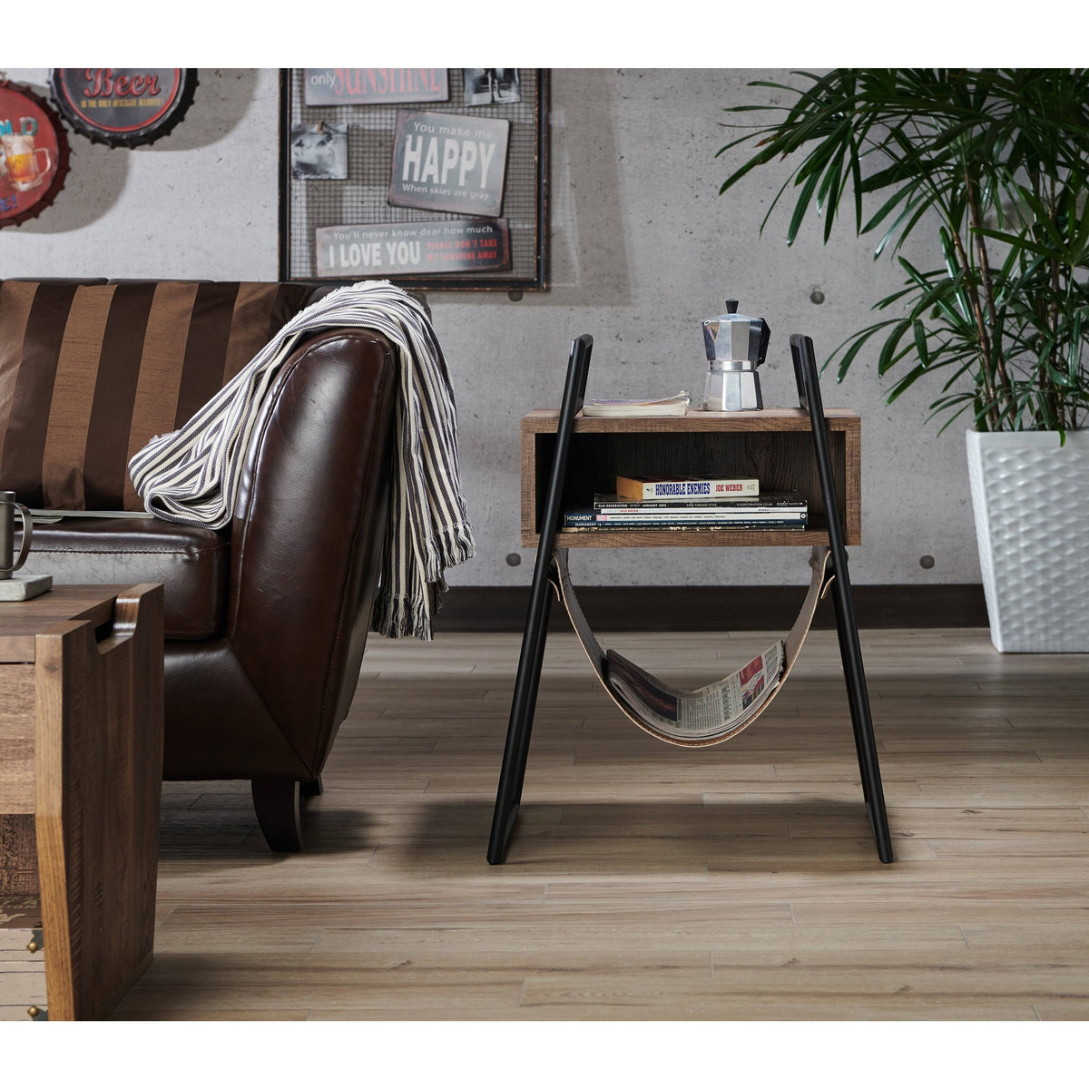 Rustic Oak Open Shelf End Table P481451
