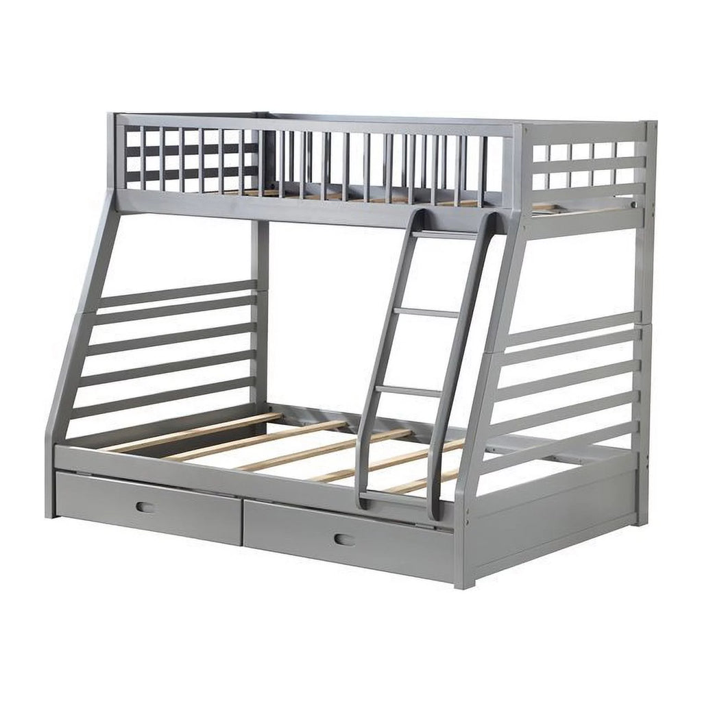 Gray Twin over Full Bunk Bed with 2 Drawers Q73119