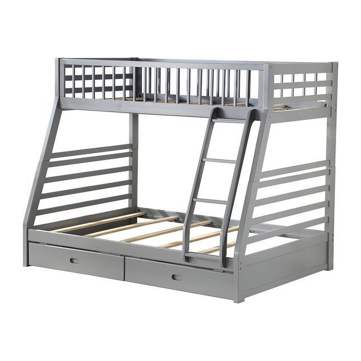 Gray Twin over Full Bunk Bed with 2 Drawers Q73119