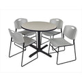36 In. Round Laminate Table with 4 Grey Stack Chairs P474708