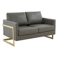 Grey Leather Loveseat G77361