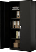 72" Tall Steel Storage Cabinet with Locking Door and 4 Adjustable Shelves (White) P78519