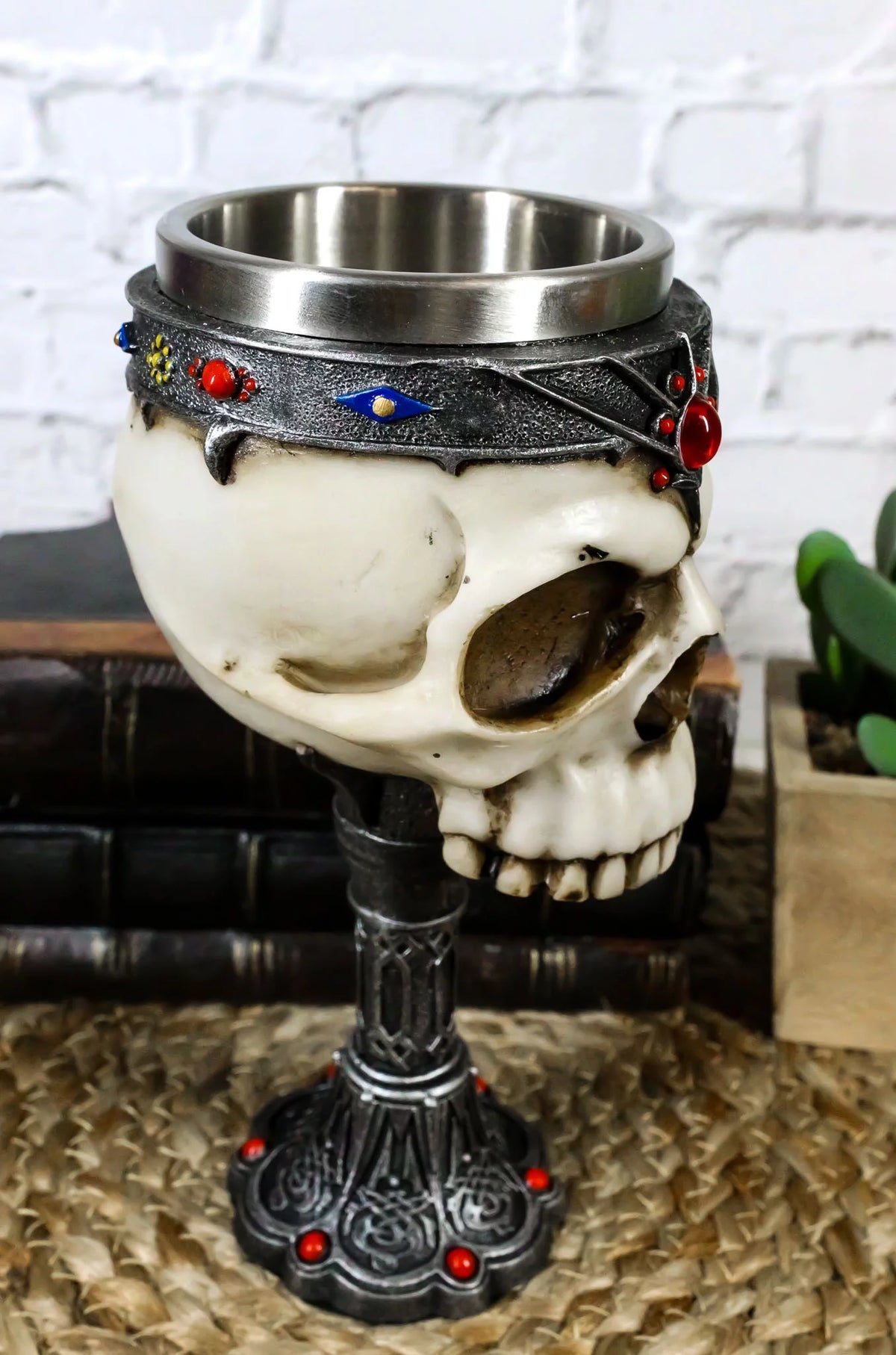 Cursed Skull With King Crown Gothic Wine Goblet Chalice Cup M650958