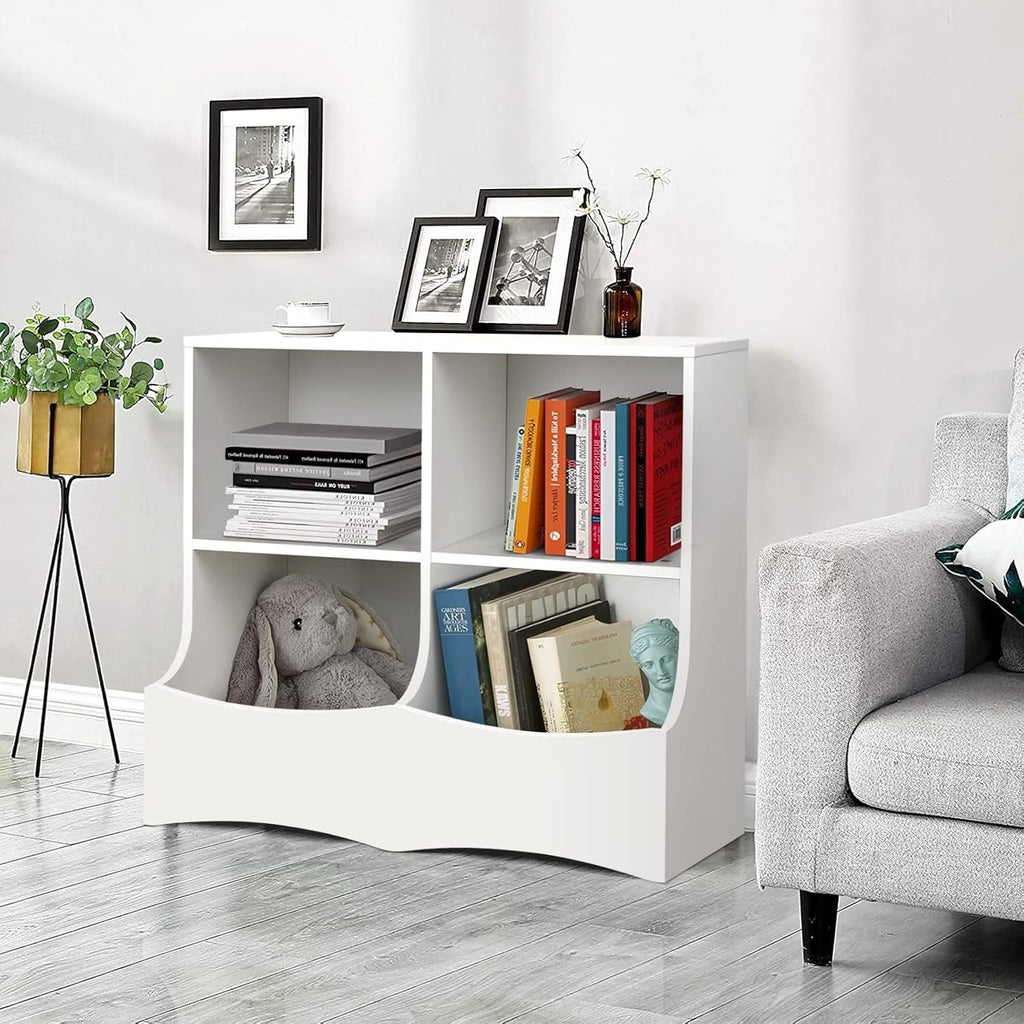 4 Cubby Toy Storage Cabinet with Bookshelf W15293