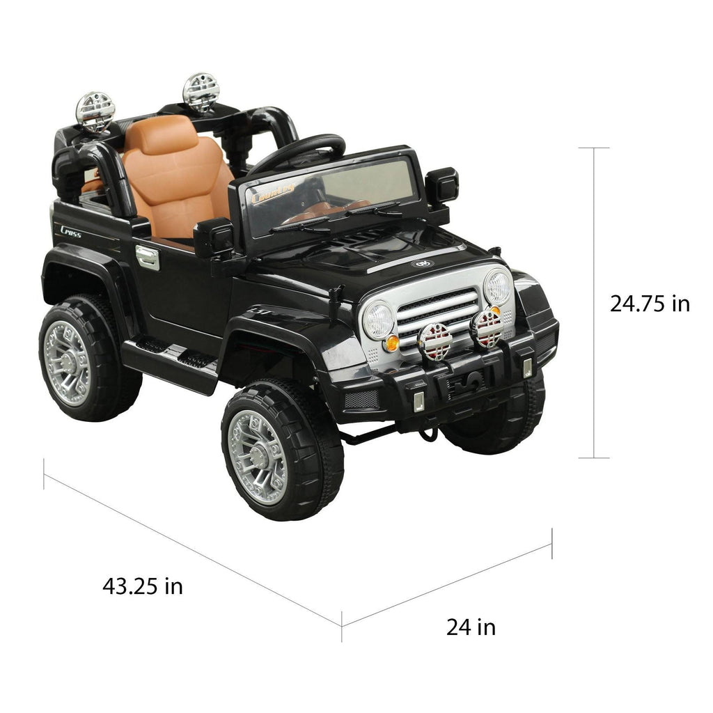 12V Battery Powered Ride on Toy Car Truck with Remote Control - Black F980231