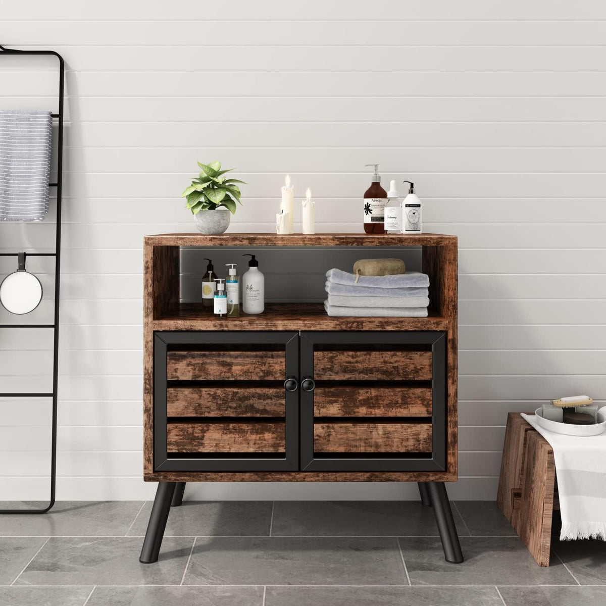 Rustic Brown Storage Sideboard Buffet Table A6531