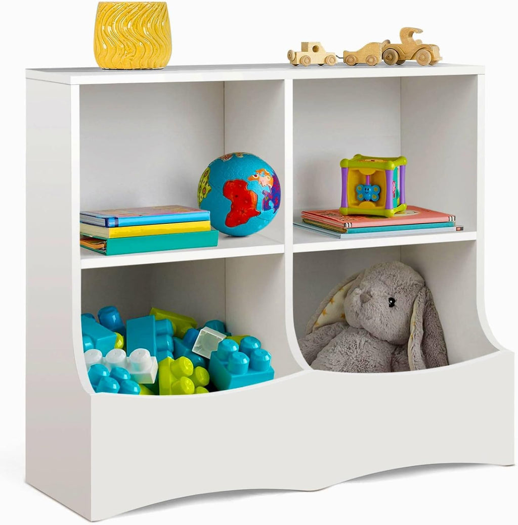4 Cubby Toy Storage Cabinet with Bookshelf W15293