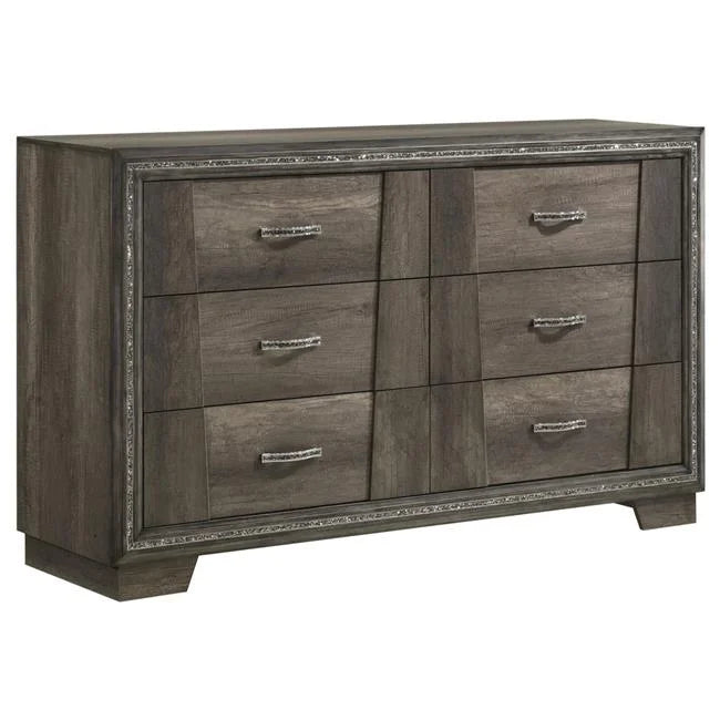 Gray Pine Wood 6 Drawer Dresser M716020