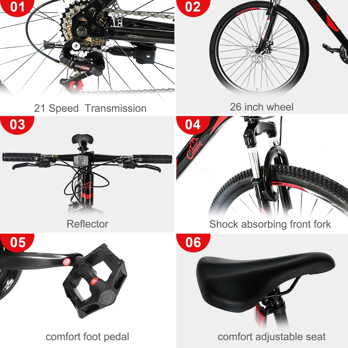 21 Speeds 26-inch Wheels Disc Brakes Mountain Bike B4322
