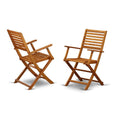 Set of Two Solid Acacia Wood Folding Chair with Arm Rest F485