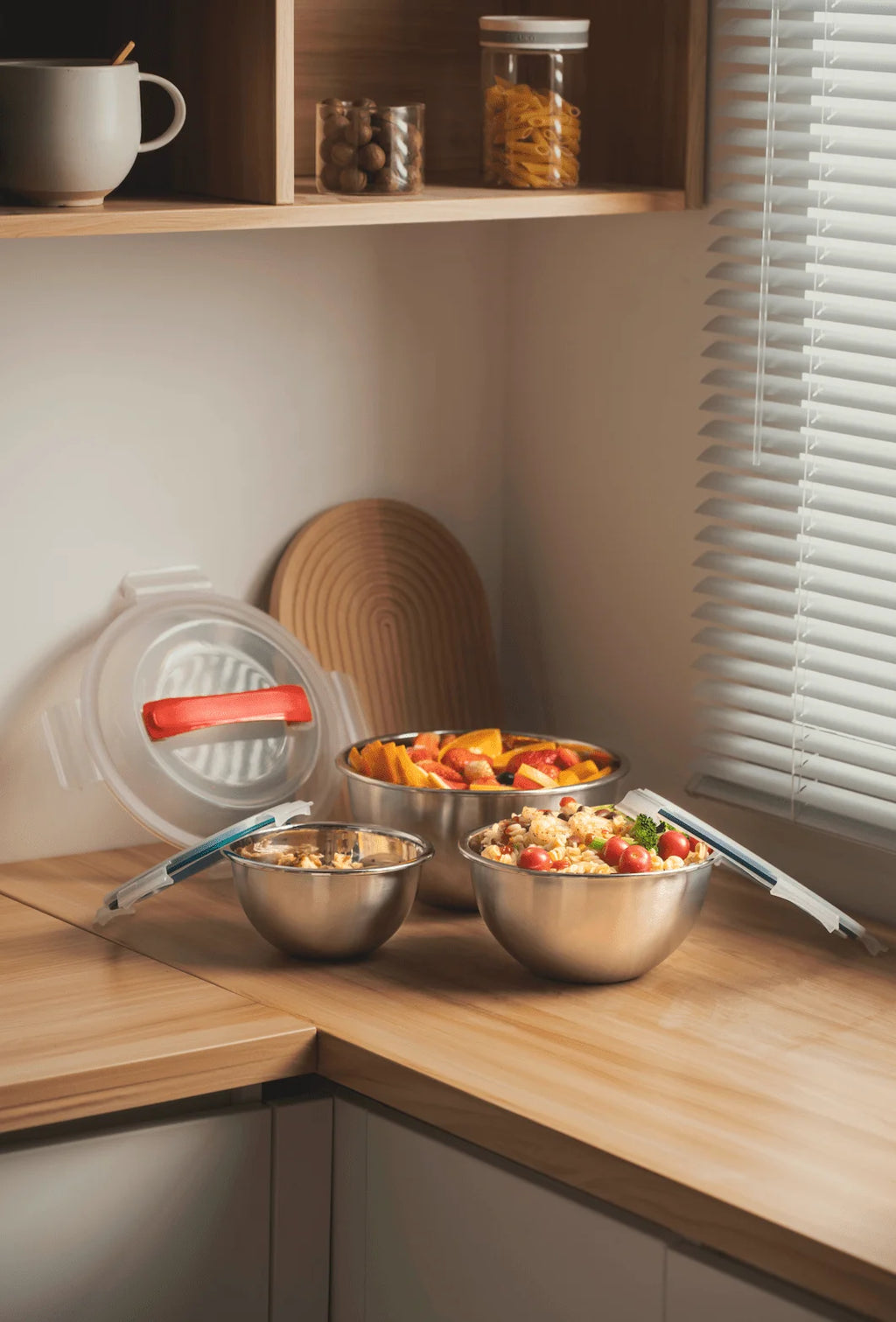 3-Piece Stainless Steel Mixing Bowl Set with Lids W849624