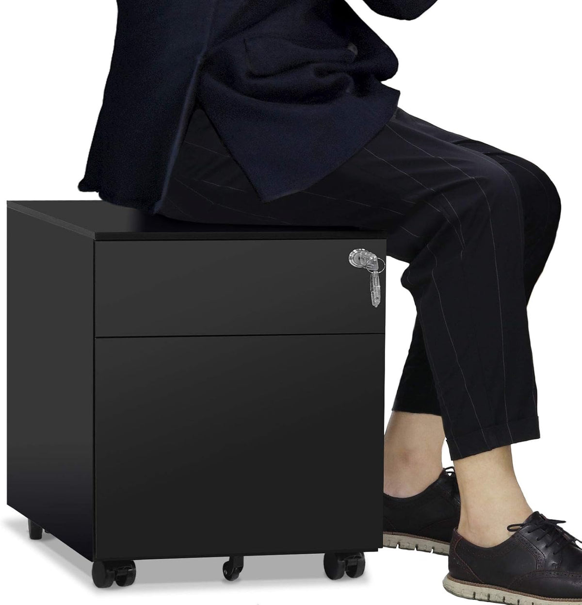 2 Drawer Black Metal File Cabinet with Lock G223566