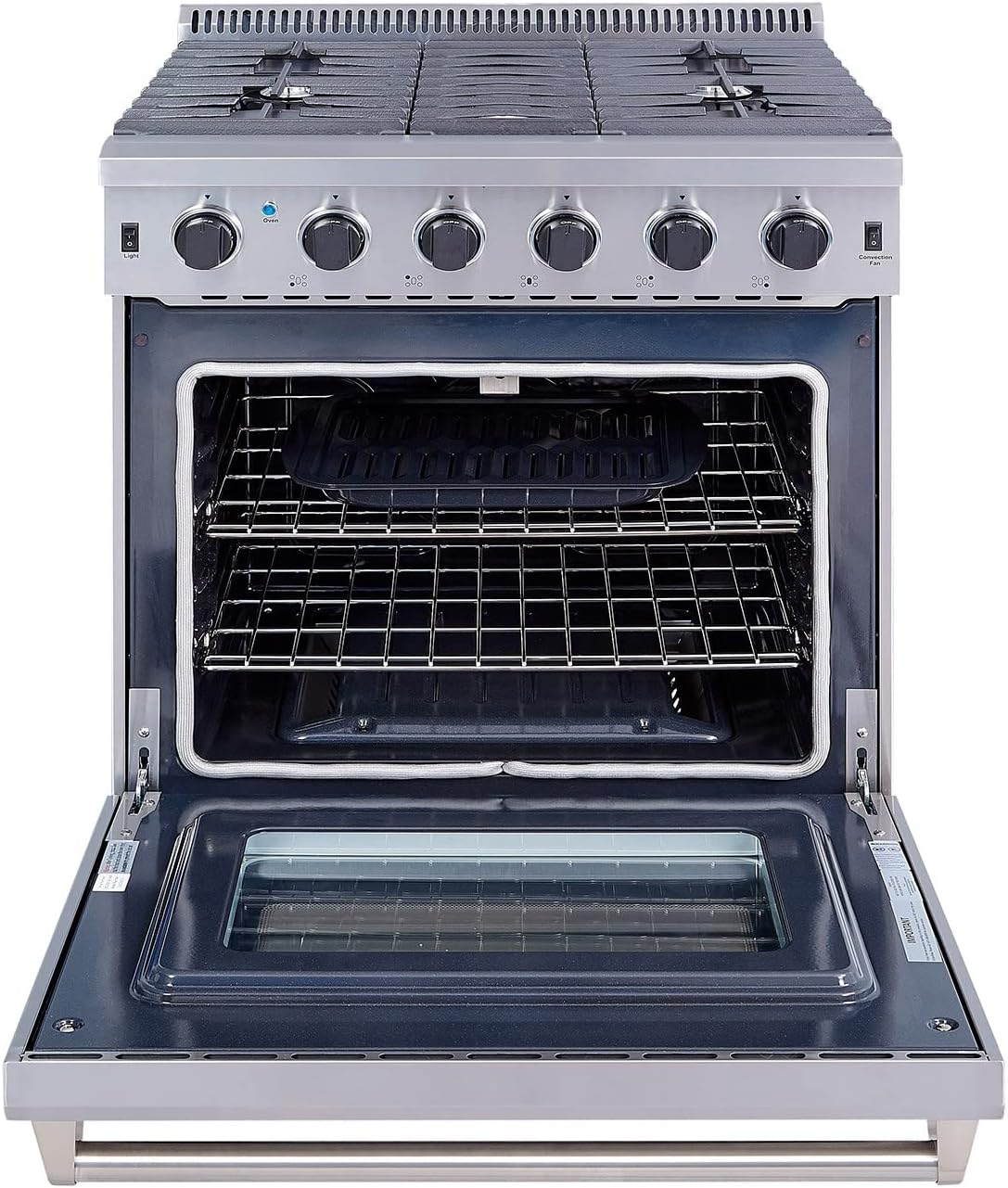 30 Inch Stainless Steel Gas Range with 5 Sealed Burners, 4.5 cu. ft. Oven, Storage Drawer, Cast Iron Grate X50193