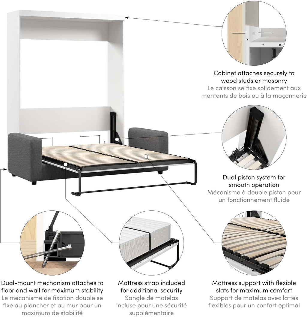 White Queen Murphy Sofa Wall Bed Z57110