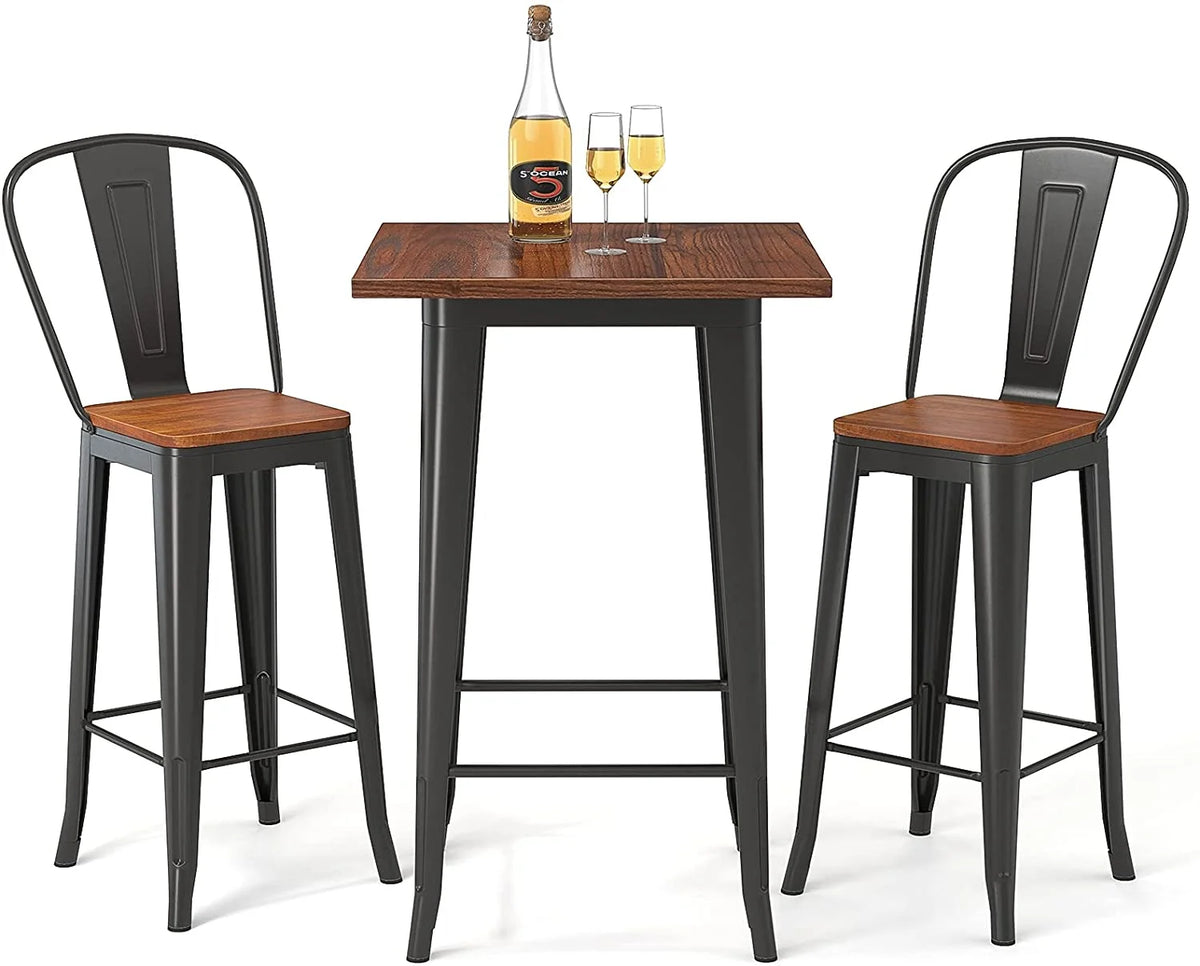 3 Pieces Table and Chair Set with Metal Frame D57995