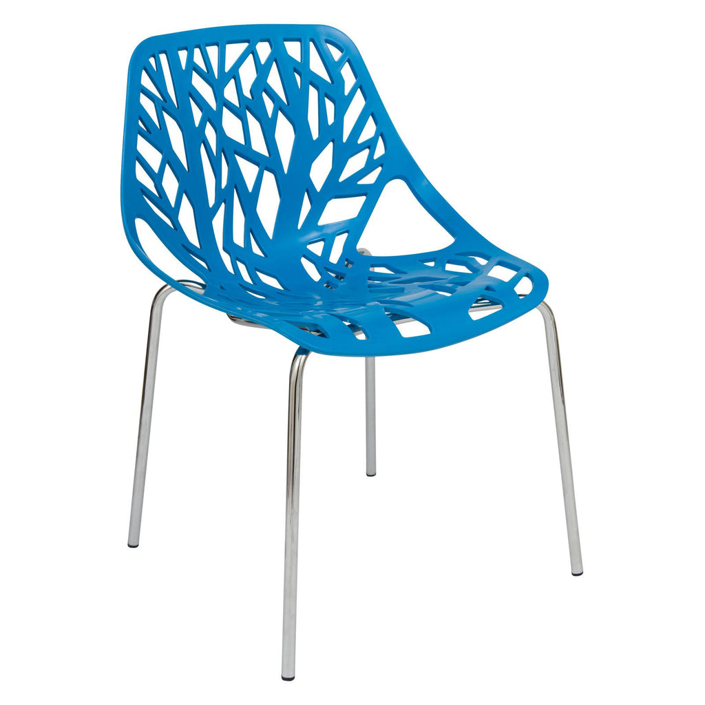Blue Dining Chair with Chromed Legs Q41476