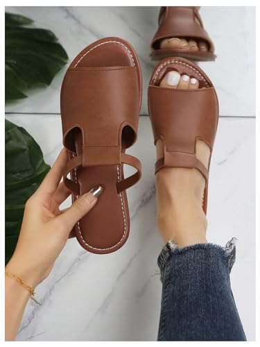 Cut Out Slide Sandals Open Toe Flat Sandals S15027