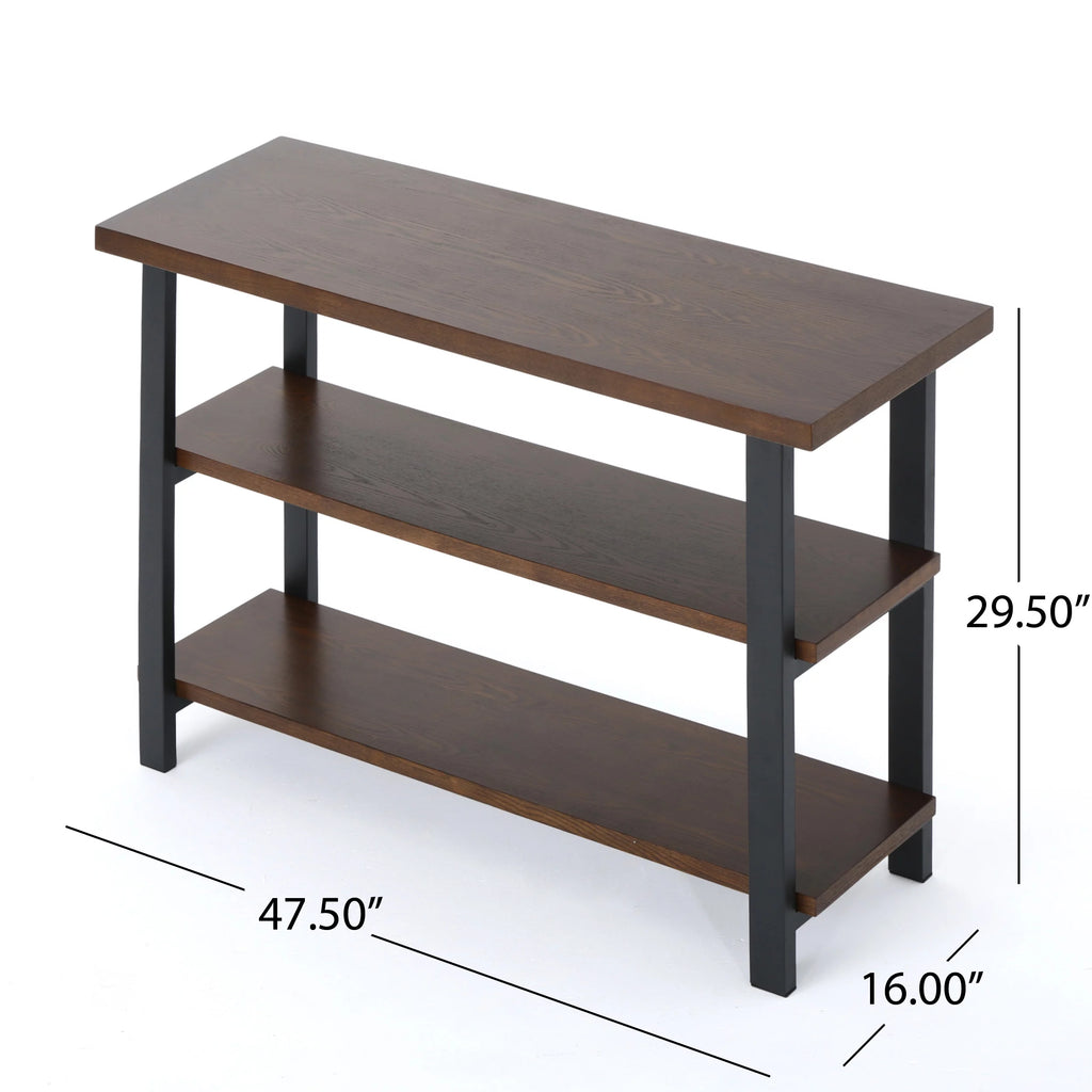 Dark Brown and Gun Metal 2 Shelf Faux Wood Bookcase V75045