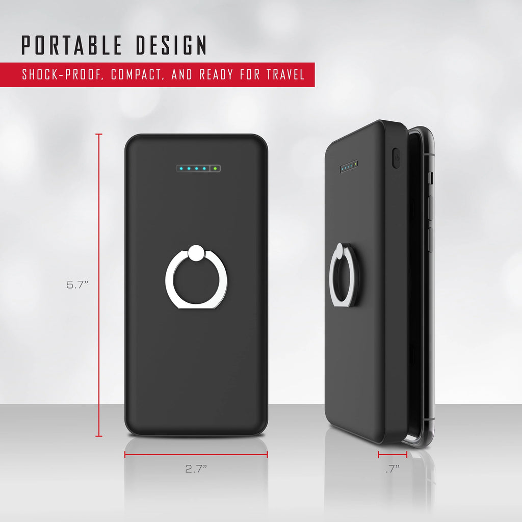 10,000mAh Portable Charger with Wireless Charging, Black K82859